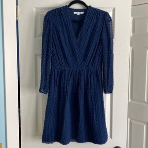 Boden Navy Dot Mini Faux Wrap Dress w/ Pockets Size 6